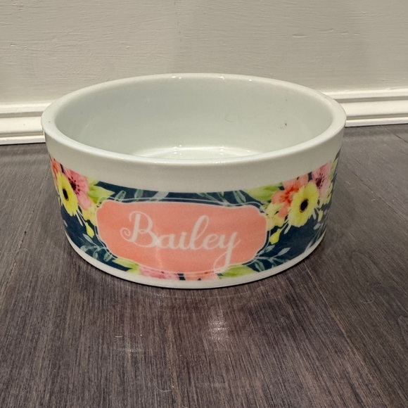 Custom Bailey Large XL Floral Dog Pet Ceramic Bowl with Custom Name - Picture 1 of 4